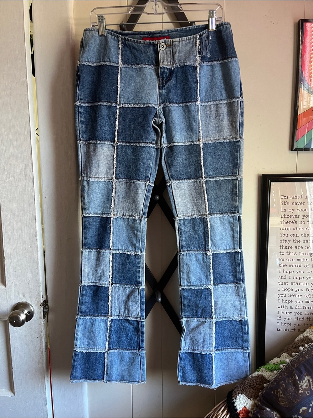 Vintage Zana Di Patchwork Two-Tone Blue Flare Jeans